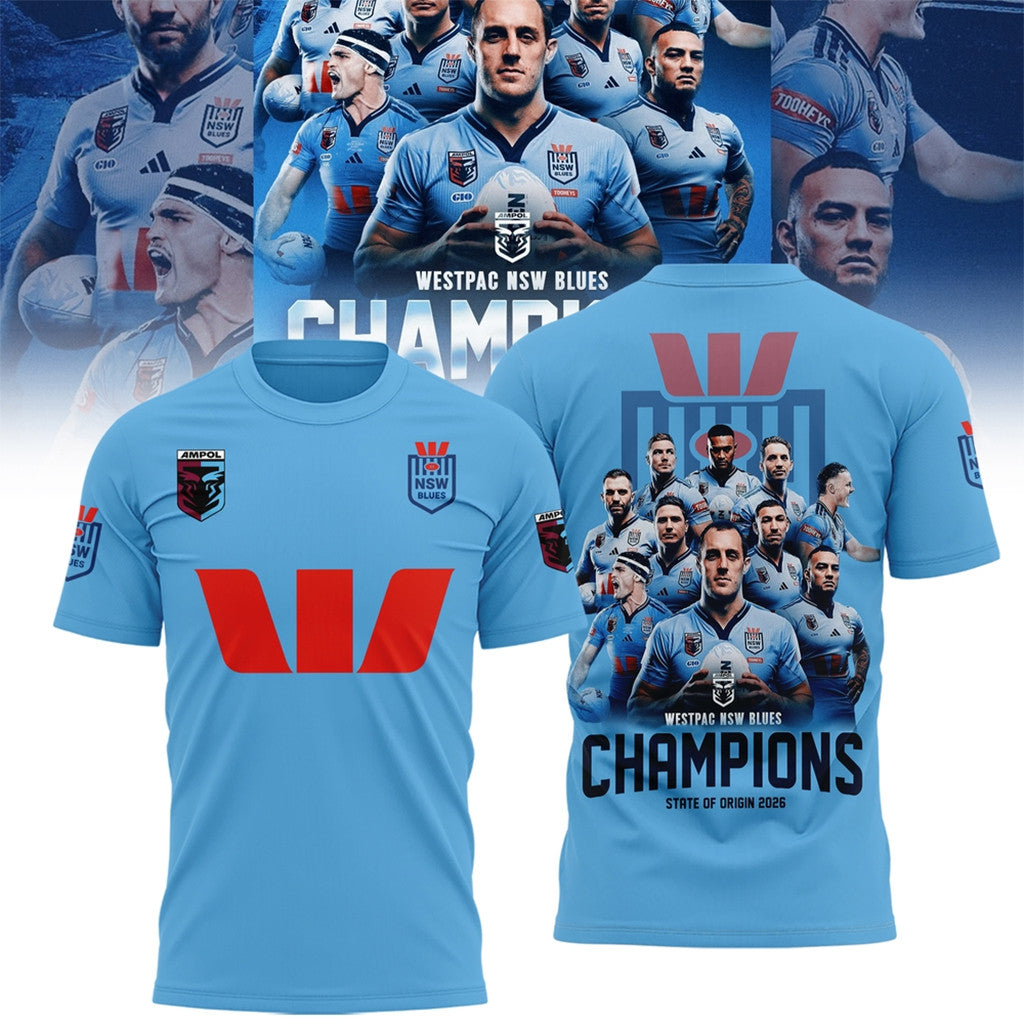 NSW Blues 2026 State Of Origin Champions T-Shirt NSW Blues Merch Gift For Brothers - Merchluma