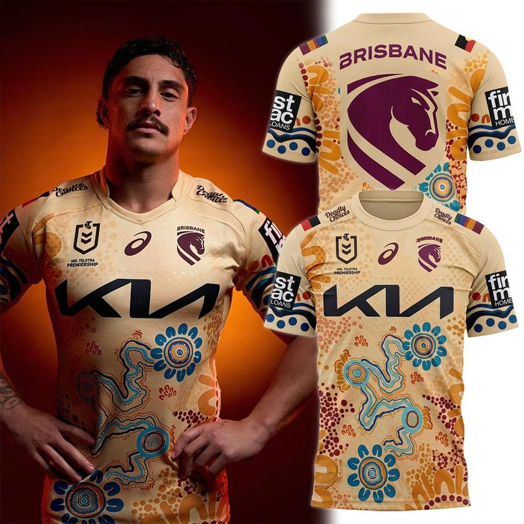 Brisbane Broncos Indigenous Round 2026 Jersey Shirt Brisbane Broncos Merch Rugby Fan Apparel - Merchluma