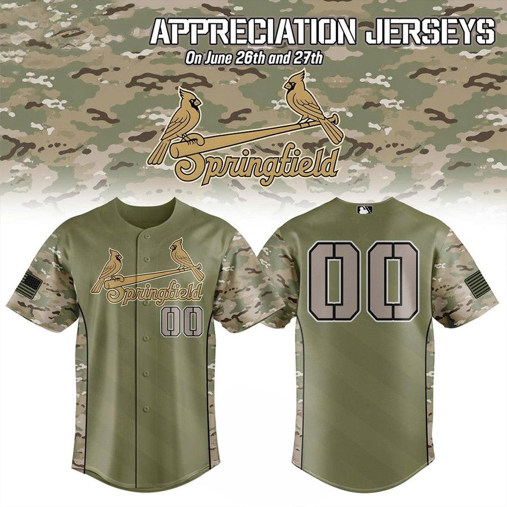 Custom Springfield Cardinals 2026 Military Appreciation Night Jersey Fan Merch Veteran Gifts - Merchluma