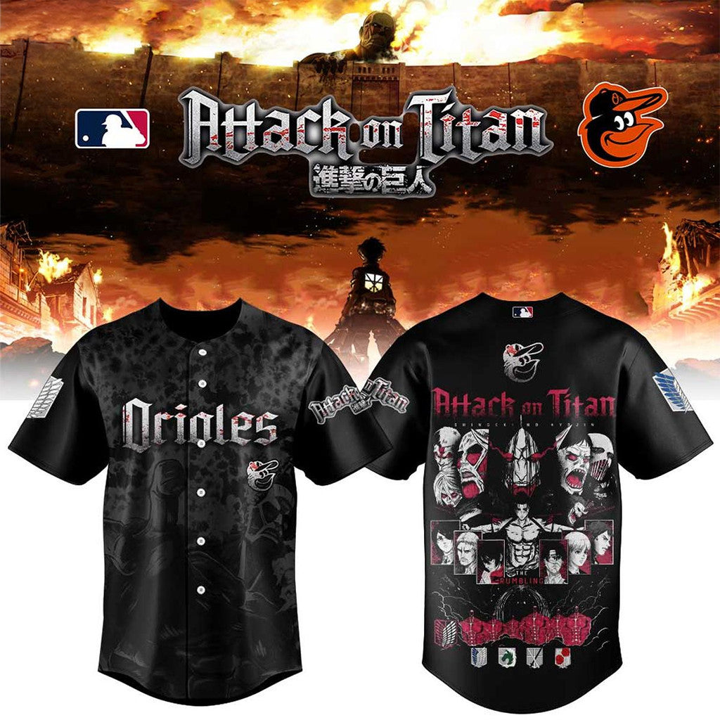 Baltimore Orioles X Attack On Titan 2026 Baseball Jersey Baltimore Orioles Merch Fan Gifts - Merchluma