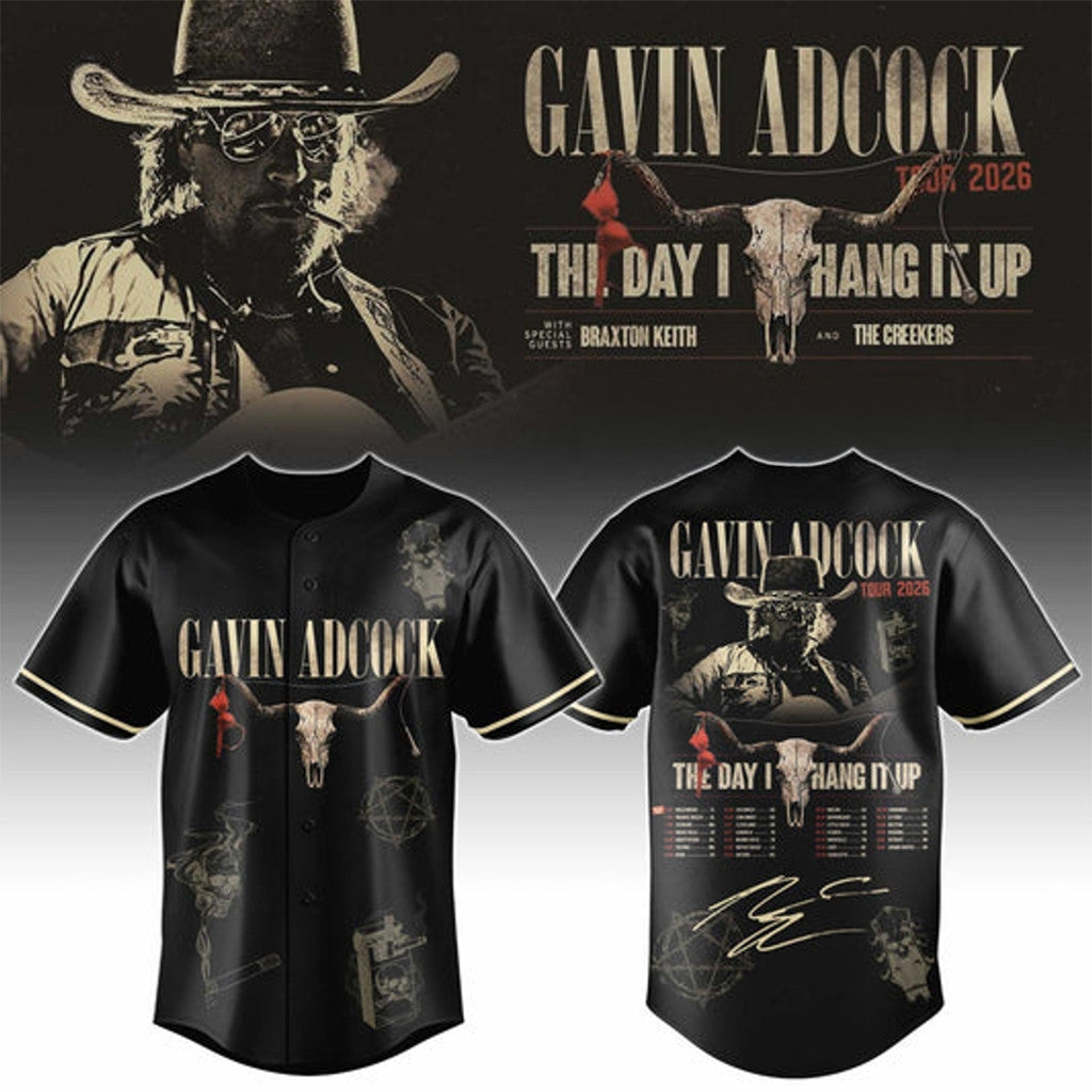 Gavin Adcock Steer Skull 2026 Baseball Jersey Gavin Adcock Tour Merch Signature Gift For Fans - Merchluma