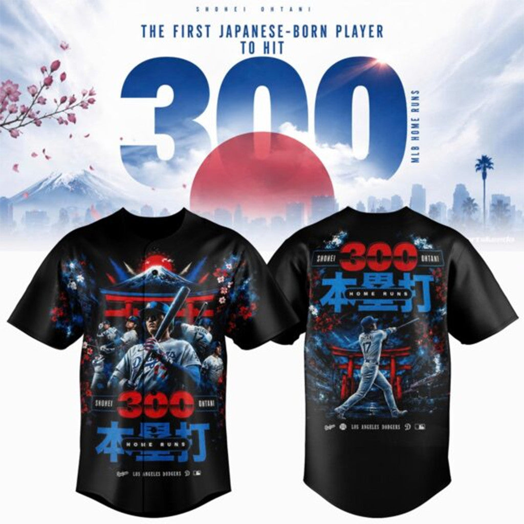Shohei Ohtani 300 Home Runs Mount Fuji Cherry Blossom Jersey Shohei Ohtani Merch Fan Gifts 2026 - Merchluma
