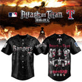 Texas Rangers X Attack On Titan 2026 Baseball Jersey Texas Rangers Merch Best Gift For Him - Merchluma