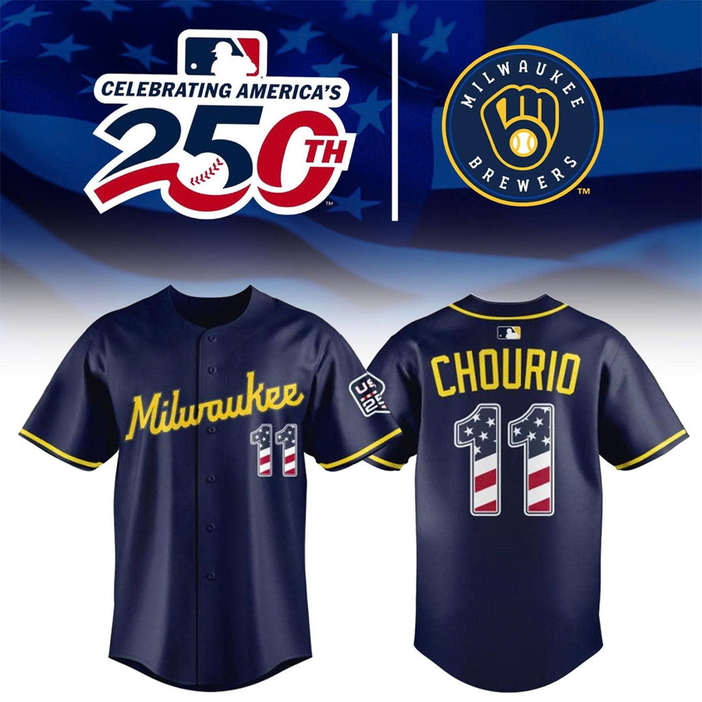 Jackson Chourio Jersey Shirt #11 Milwaukee Brewers America 250Th Anniversary 2026 Jersey - Merchluma