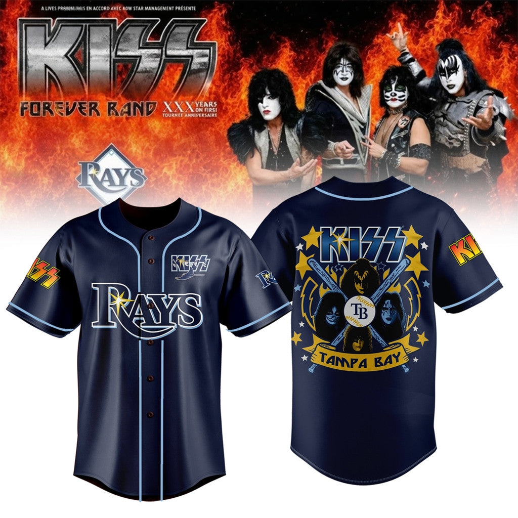 Tampa Bay Rays X KISS Forever Band Tour 2026 Baseball Jersey KISS Band Merch Gift For Dad - Merchluma