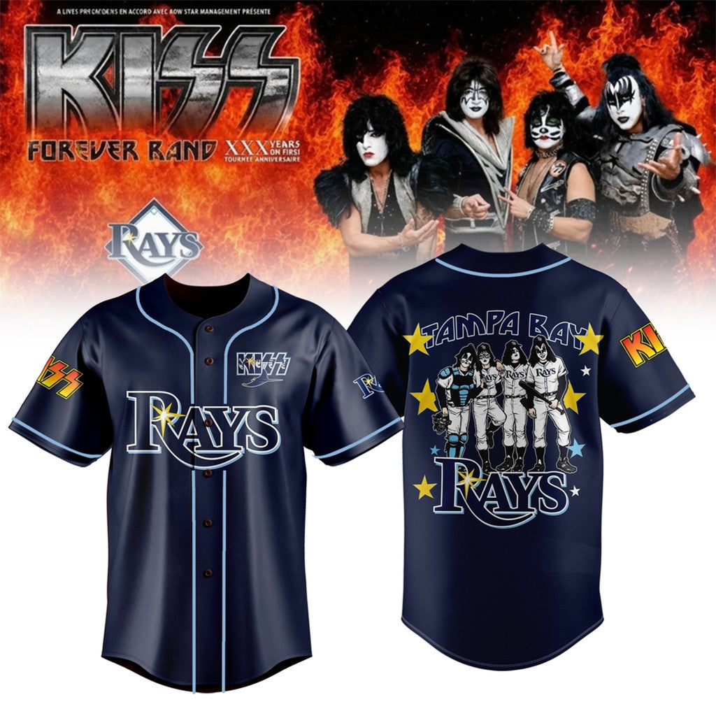 Tampa Bay Rays X KISS Forever Band Tour 2026 Baseball Jersey KISS Band Merch Present For Fans - Merchluma