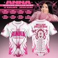 Anna Million Dollar Babe Tour White Pink Flame Baseball Jersey 2026 Anna Merch Gift For Rap Fan - Merchluma