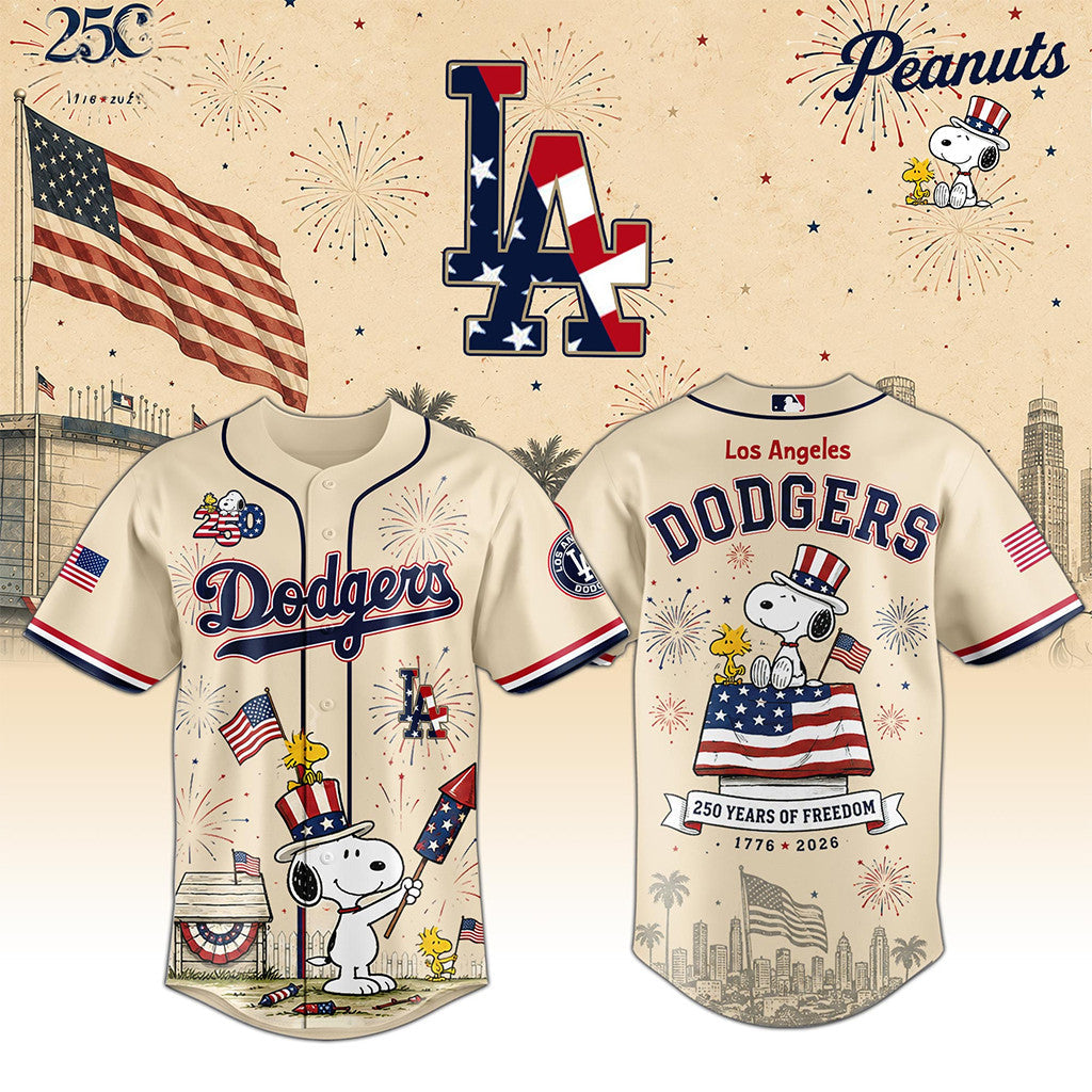 Los Angeles Dodgers Peanuts USA 250Th Anniversary 2026 Baseball Jersey LA Dodgers Merch - Merchluma