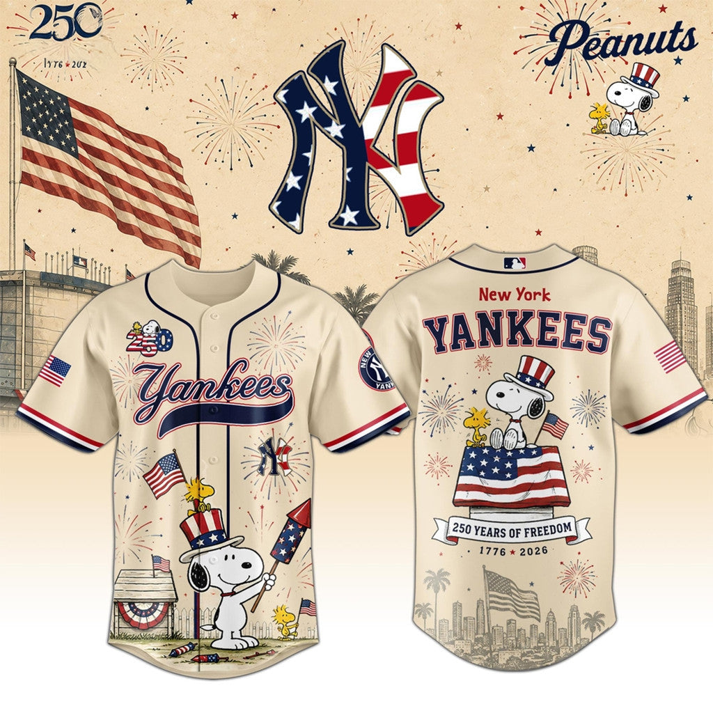 New York Yankees Peanuts USA 250Th Anniversary 2026 Jersey NY Yankees Merch Patriotic Gifts - Merchluma