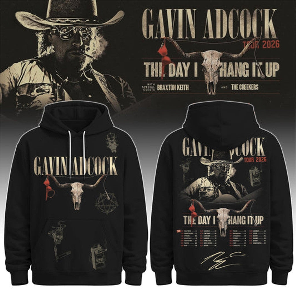 Gavin Adcock Steer Skull Hoodie Gavin Adcock Tour 2026 Merch Signature Gift For Music Fans - Merchluma