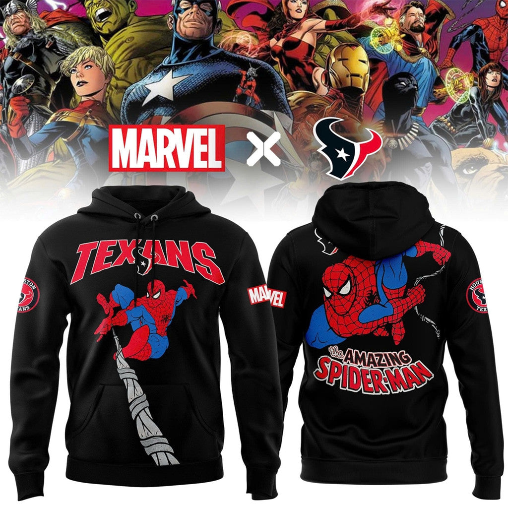 Houston Texans X Amazing Spider Man Edition Hoodie 2026 Houston Texans Merch Gift For Dudes - Merchluma