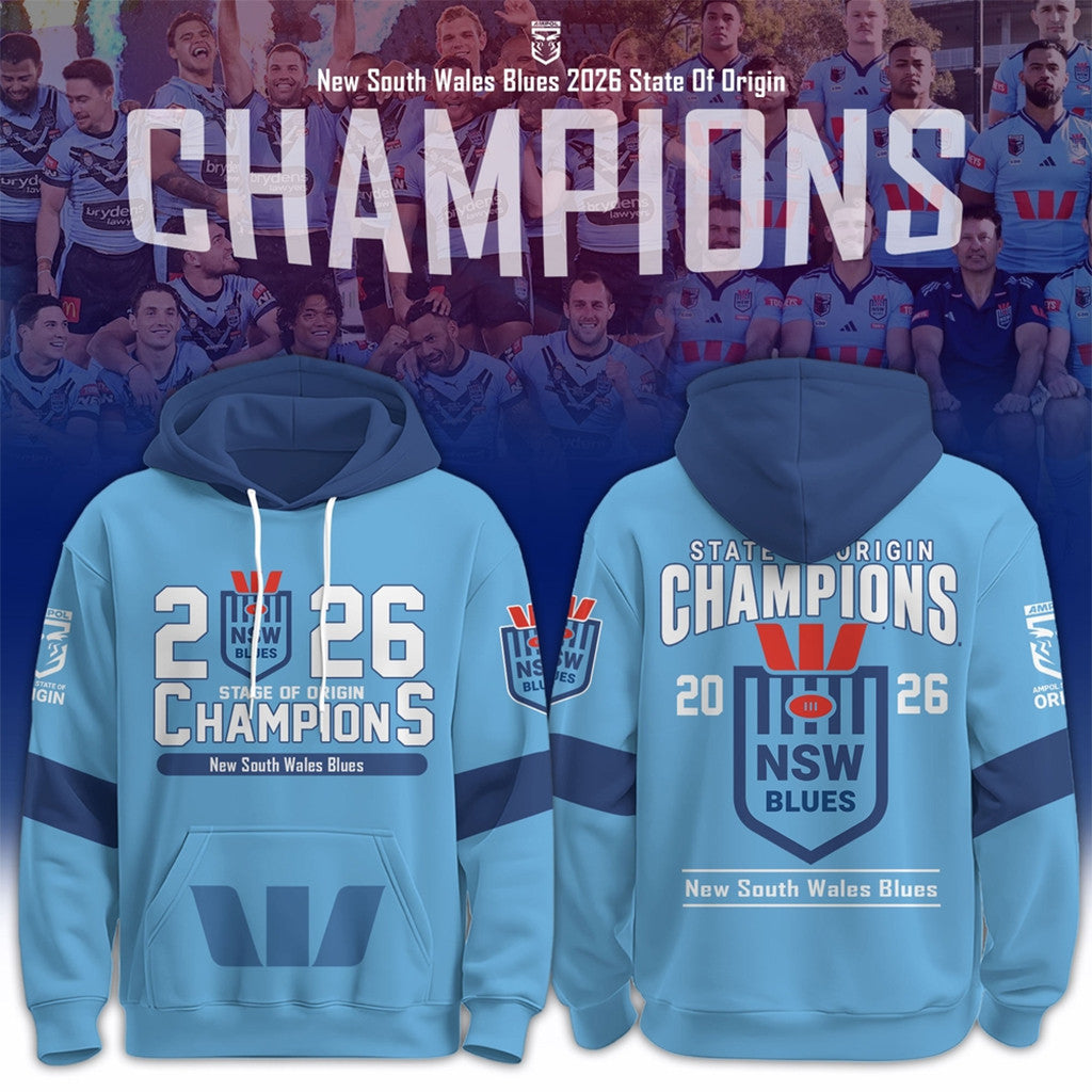 New South Wales Blues 2026 State Of Origin Champions Hoodie NSW Blues Merch Gift For Fans - Merchluma