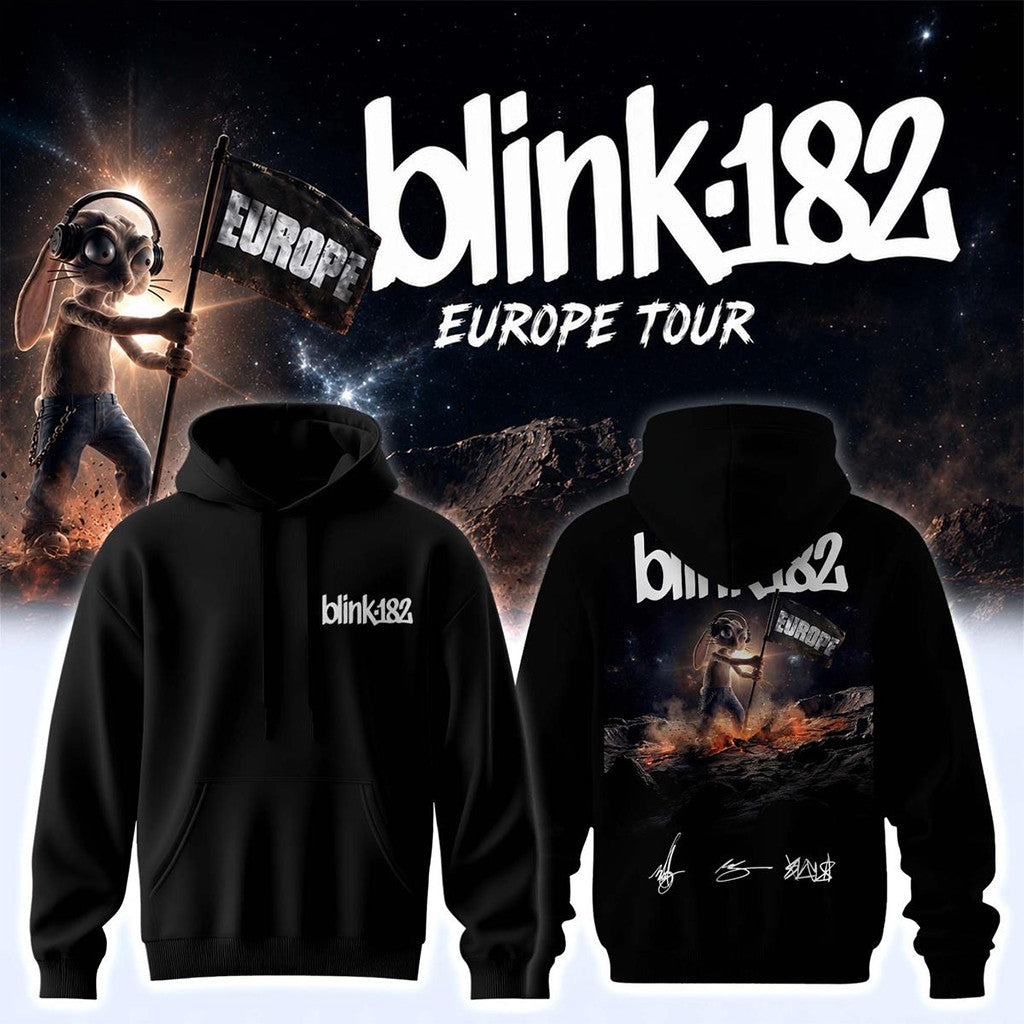 Blink 182 New EU Shows 2026 Signature Hoodie Blink 182 Merch Best Gift For Band Fans - Merchluma