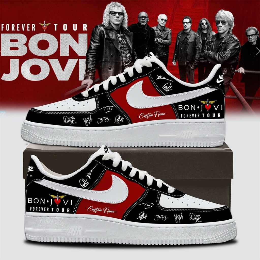 Custom Bon Jovi Forever Tour Signature Sneakers Rock 2026 Bon Jovi Merch Rock Fan Gear - Merchluma
