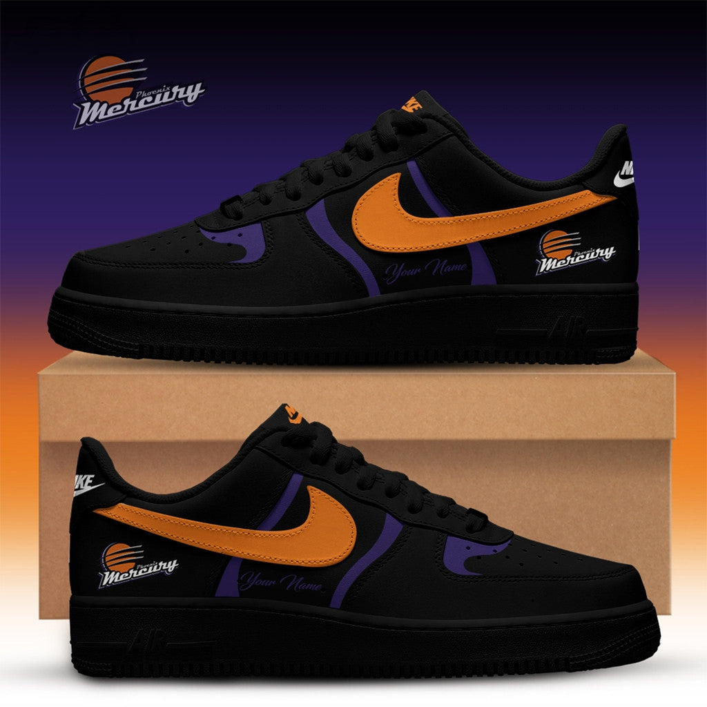 Custom Phoenix Mercury X Back 2 Black Edition Sneakers Phoenix Mercury Merch Fan Gifts - Merchluma
