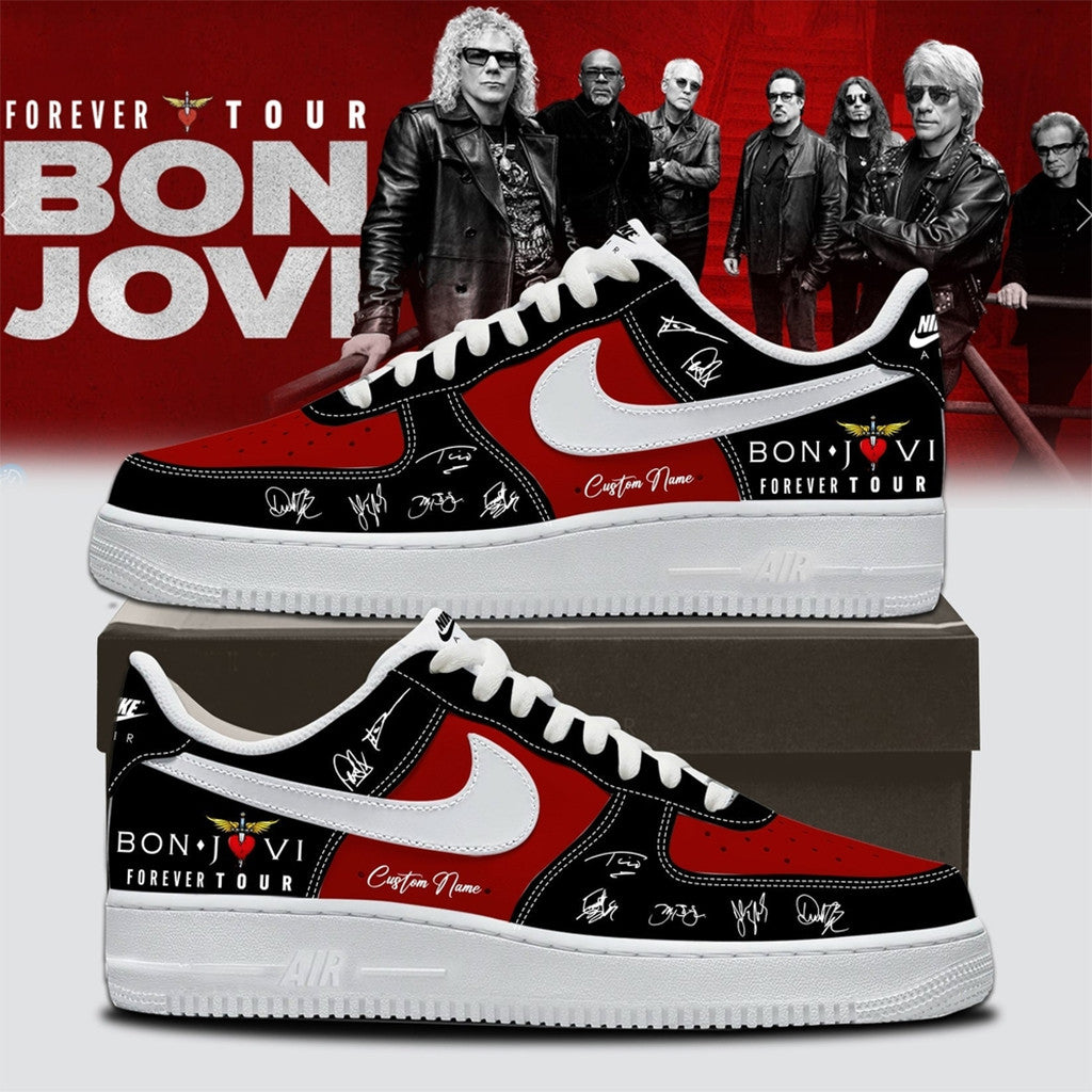 Personalized Bon Jovi Forever Tour Signature Sneakers Rock 2026 Bon Jovi Merch Rock Fan Gear - Merchluma