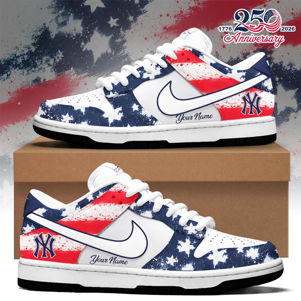 Custom New York Yankees United States 250Th Anniversary Shoes Sneakers NY Yankees Merch Gifts - Merchluma