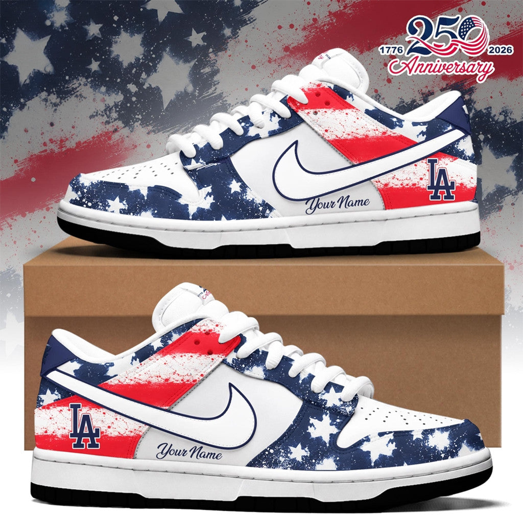 Personalized Los Angeles Dodgers United States Semiquincentennial 250Th Anniversary Sneakers - Merchluma