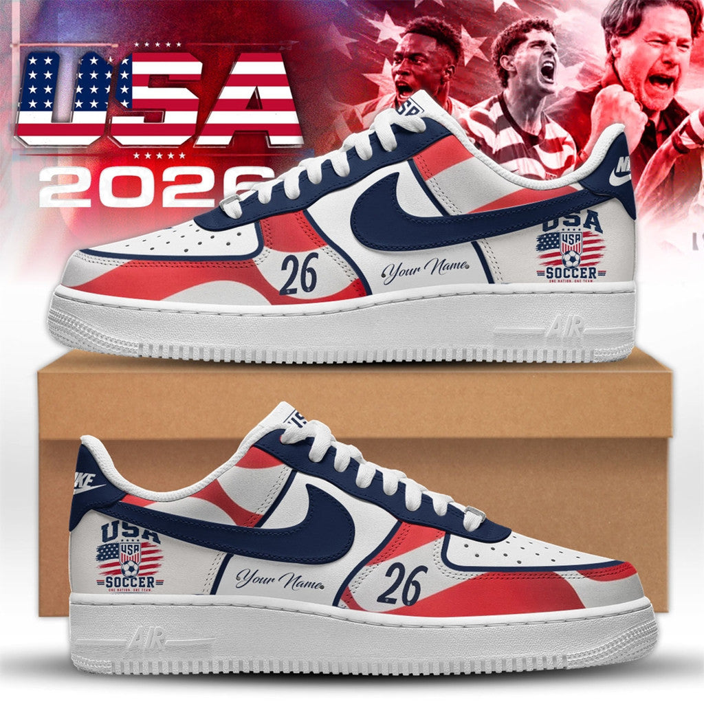 Personalized USA FIFA World Cup 2026 Shoes Sneakers USA Soccer Team USMNT Merch Gift For Dad - Merchluma