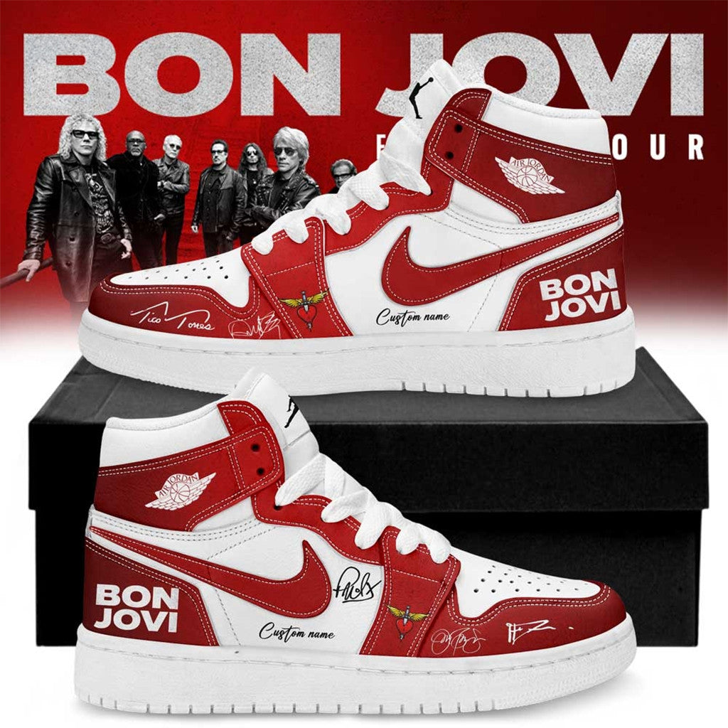 Custom Bon Jovi Forever Tour 2026 Signature Shoes Sneakers Bon Jovi Merch Rock Fan Gifts - Merchluma