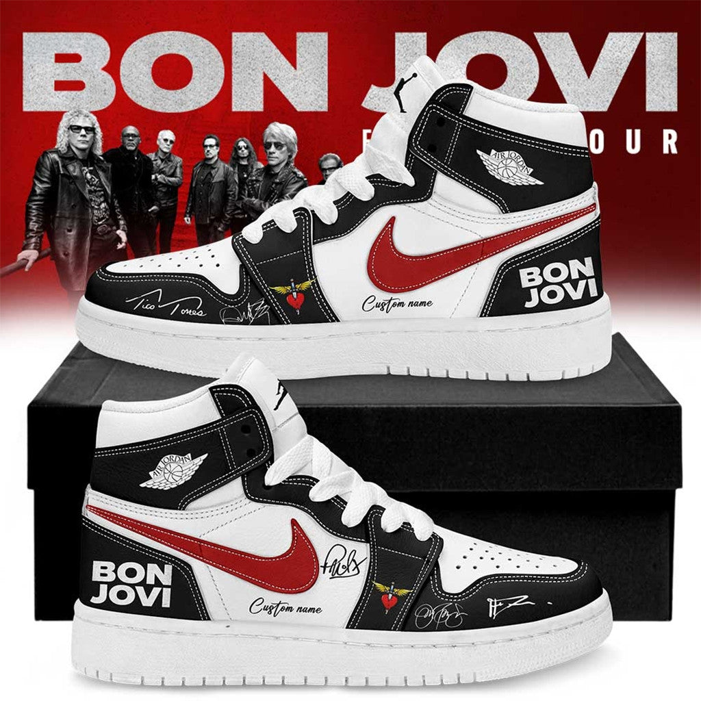 Custom Bon Jovi Forever Tour 2026 Signature Shoes Sneakers Bon Jovi Tour Merch Gift For Fans - Merchluma