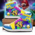 Super Mario Bros Graffiti Style High Top Sneakers Neon Drip Effects Shoes Gifts For Friends - Merchluma