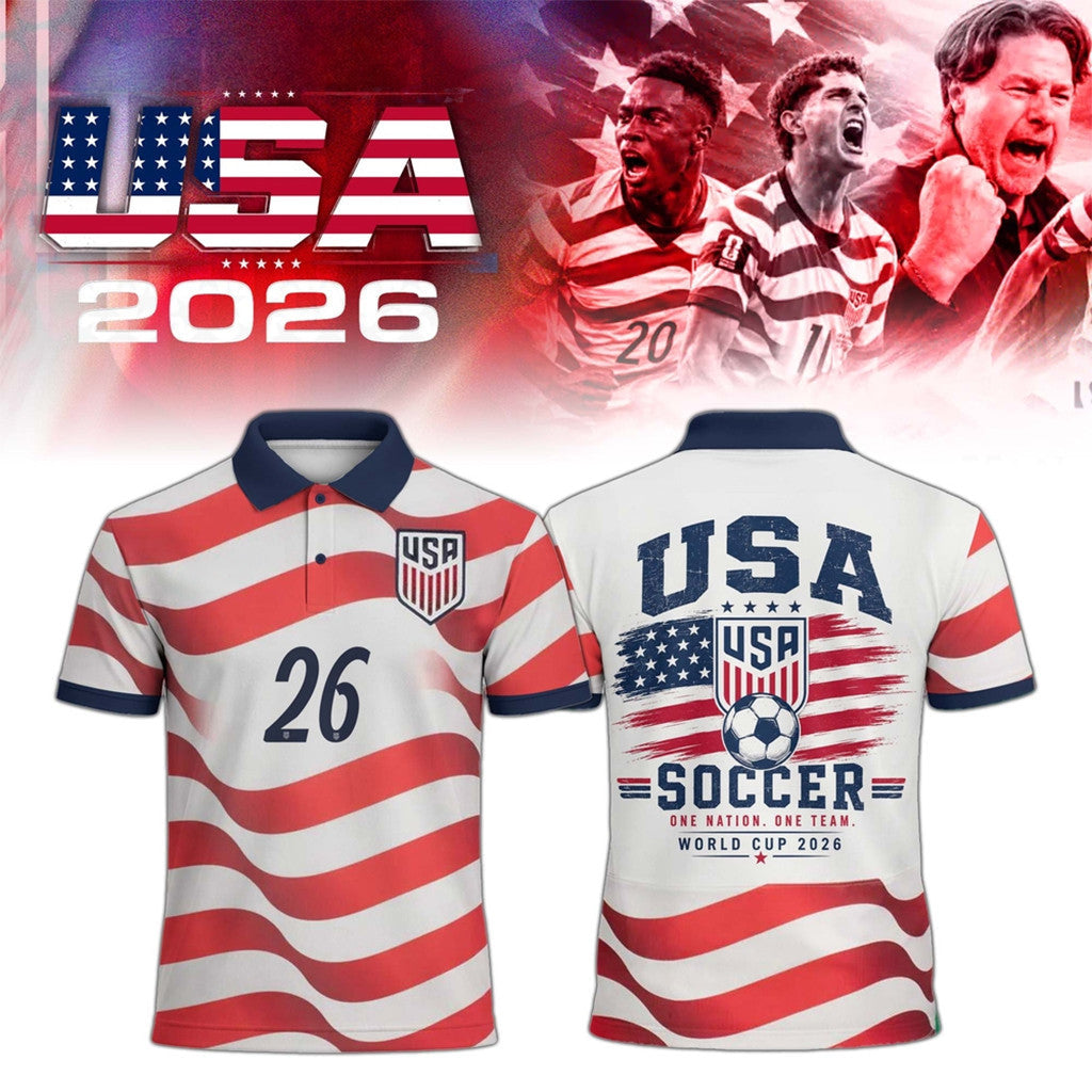 USA FIFA World Cup 2026 Merch USA Soccer One Nation One Team Polo Shirt USMNT Merch Fan Gifts - Merchluma