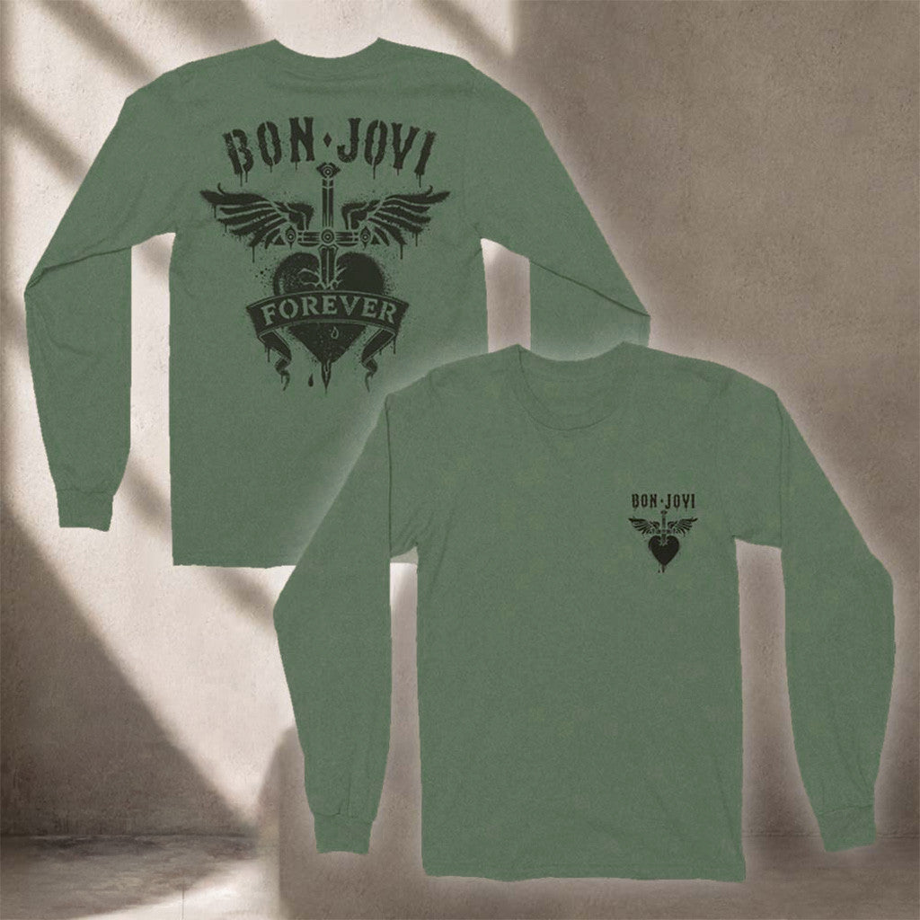 Bon Jovi Heart And Dagger Long Sleeve T-Shirt Bon Jovi Merch 2026 Gifts For Brothers - Merchluma