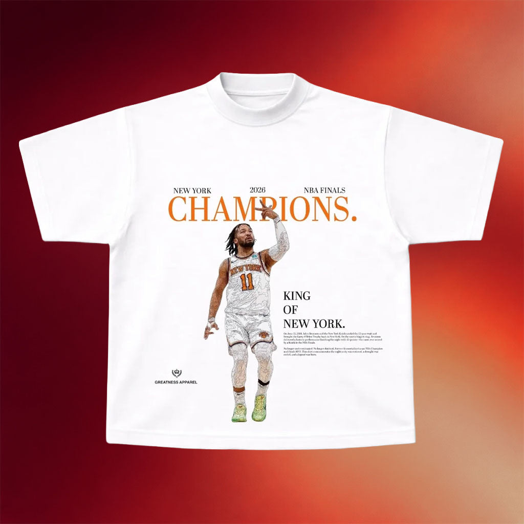 Greatness Apparel Merch 2026 King Of NY T-Shirt Jalen Brunson NY Knicks Champions Merch - Merchluma