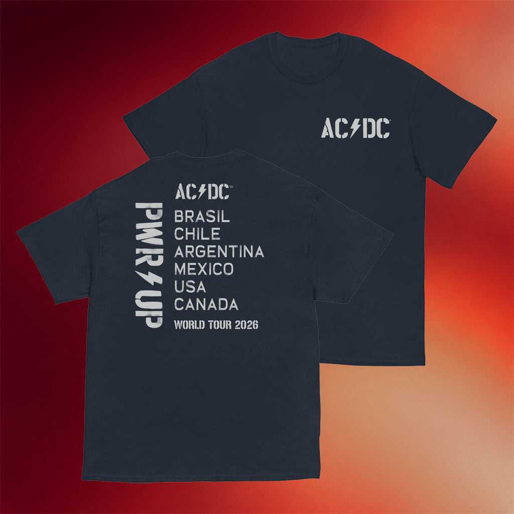 ACDC Merch 2026 Logo PWR UP Tour T-Shirt ACDC Concert Merch Gift For Rock Band Fans - Merchluma