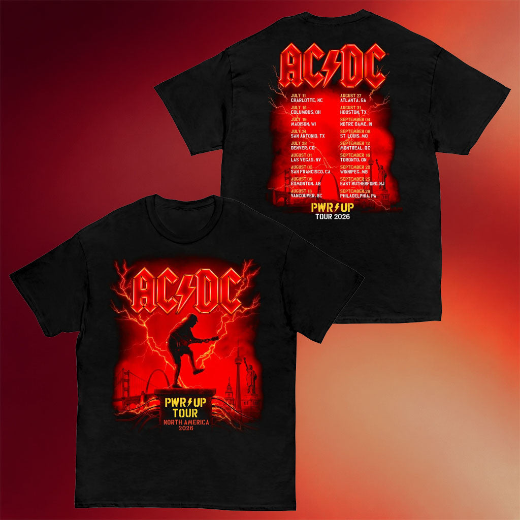 ACDC Merch 2026 Angus North America PWR UP Tour T-Shirt Best Gifts For Rock Music Lovers - Merchluma