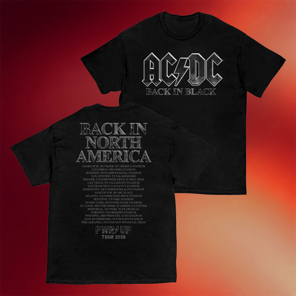 ACDC Merch 2026 Back In Black PWR UP Tour T-Shirt Music Related Gifts For Guys - Merchluma