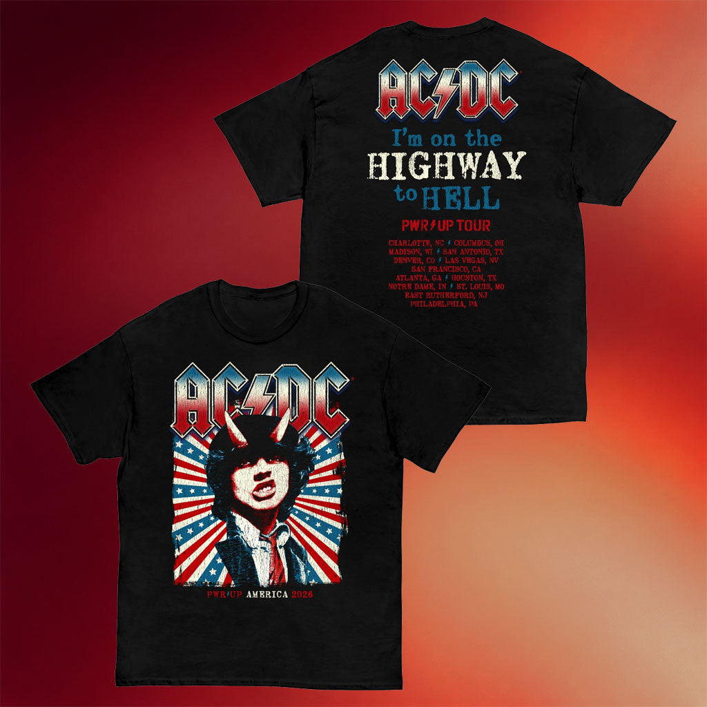 ACDC Merch 2026 Highway To Hell USA PWR UP Tour T-Shirt Gift Ideas For Rock Music Lovers - Merchluma