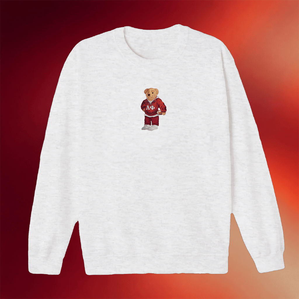 The Hang Loose Hut Merch Alpha Phi Bear Sorority Crewneck Sweatshirt Gifts For Son - Merchluma