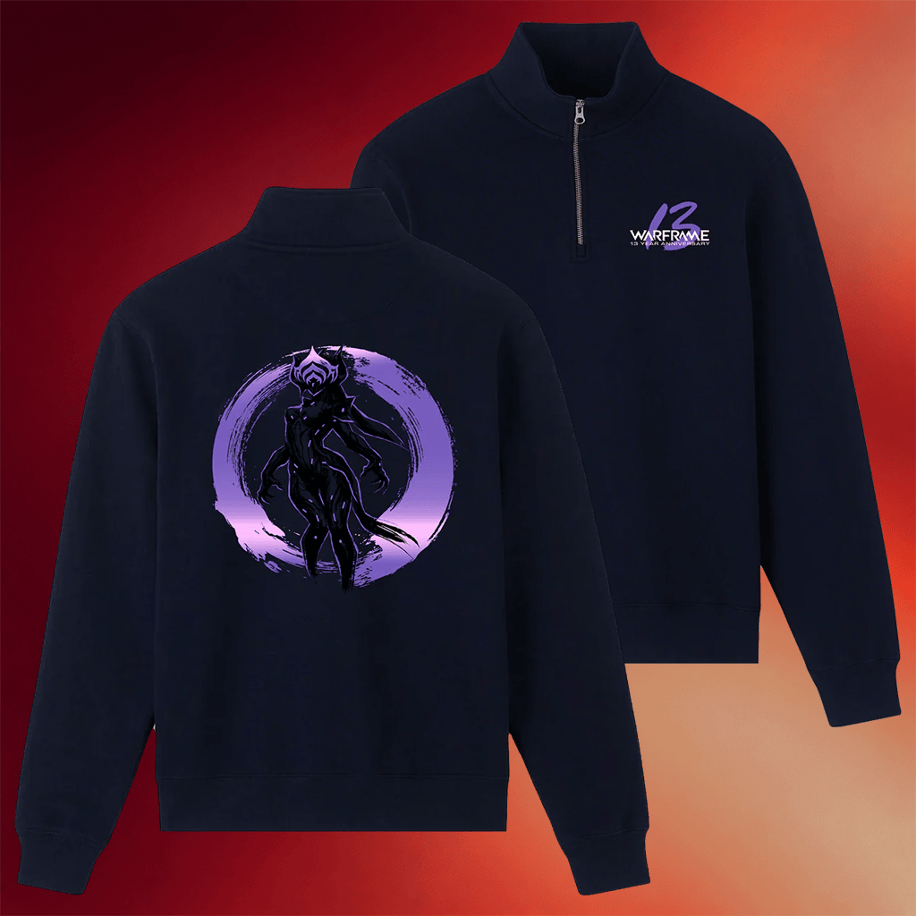 Warframe Merch 13 Year Anniversary Quarter Zip Sweatshirt 2026 Best Gifts For Game Lovers - Merchluma