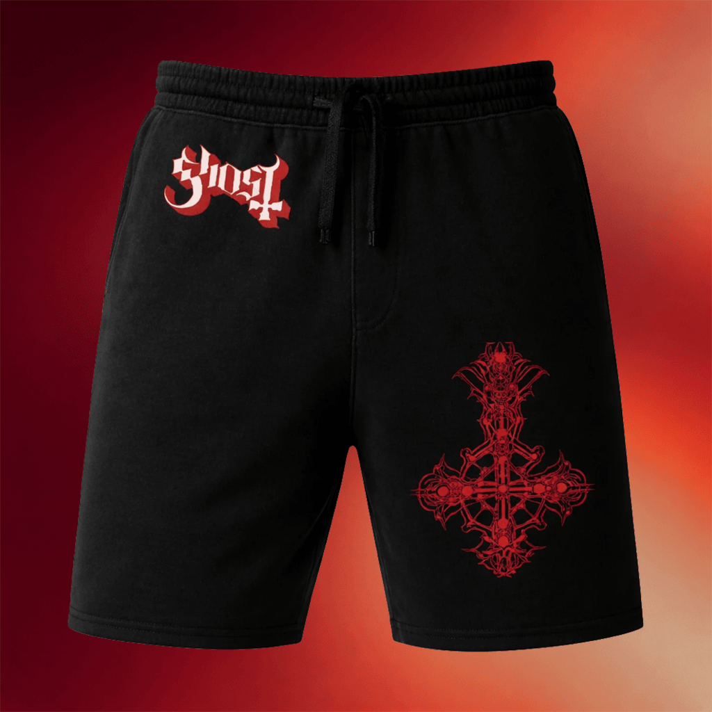 Ghost Merch 2026 Red Grucifix Logo Shorts Ghost Band Merch Gifts For Rock Music Lovers - Merchluma