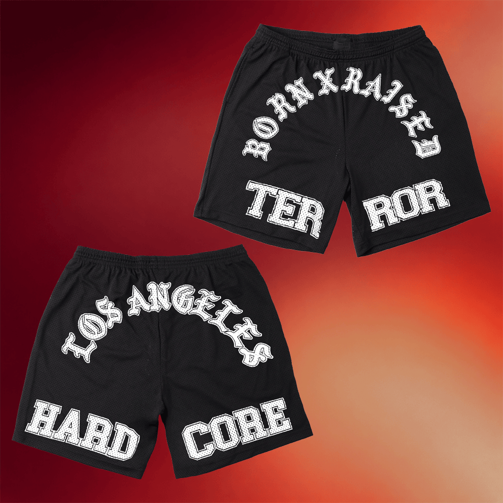 Born X Raised Merch Born X Raised X Terror Shorts Black Gifts For Brothers - Merchluma