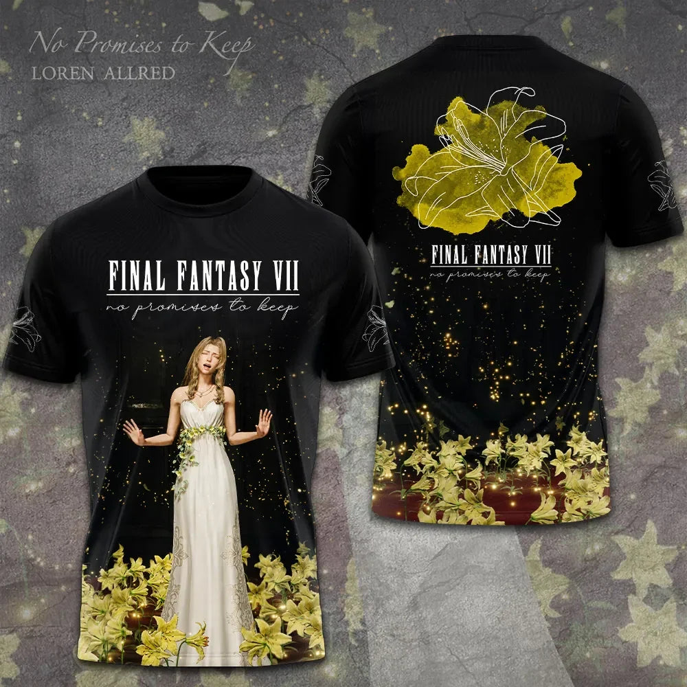 Final Fantasy VII Rebirth X Aerith Gainsborough T-Shirt No Promises To Keep Shirt Fan Merch - Merchluma