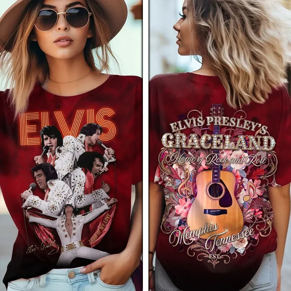 Elvis Presley Home Of Rock And Roll T-Shirt 2026 Elvis Presley Merch Gift For Music Fans - Merchluma