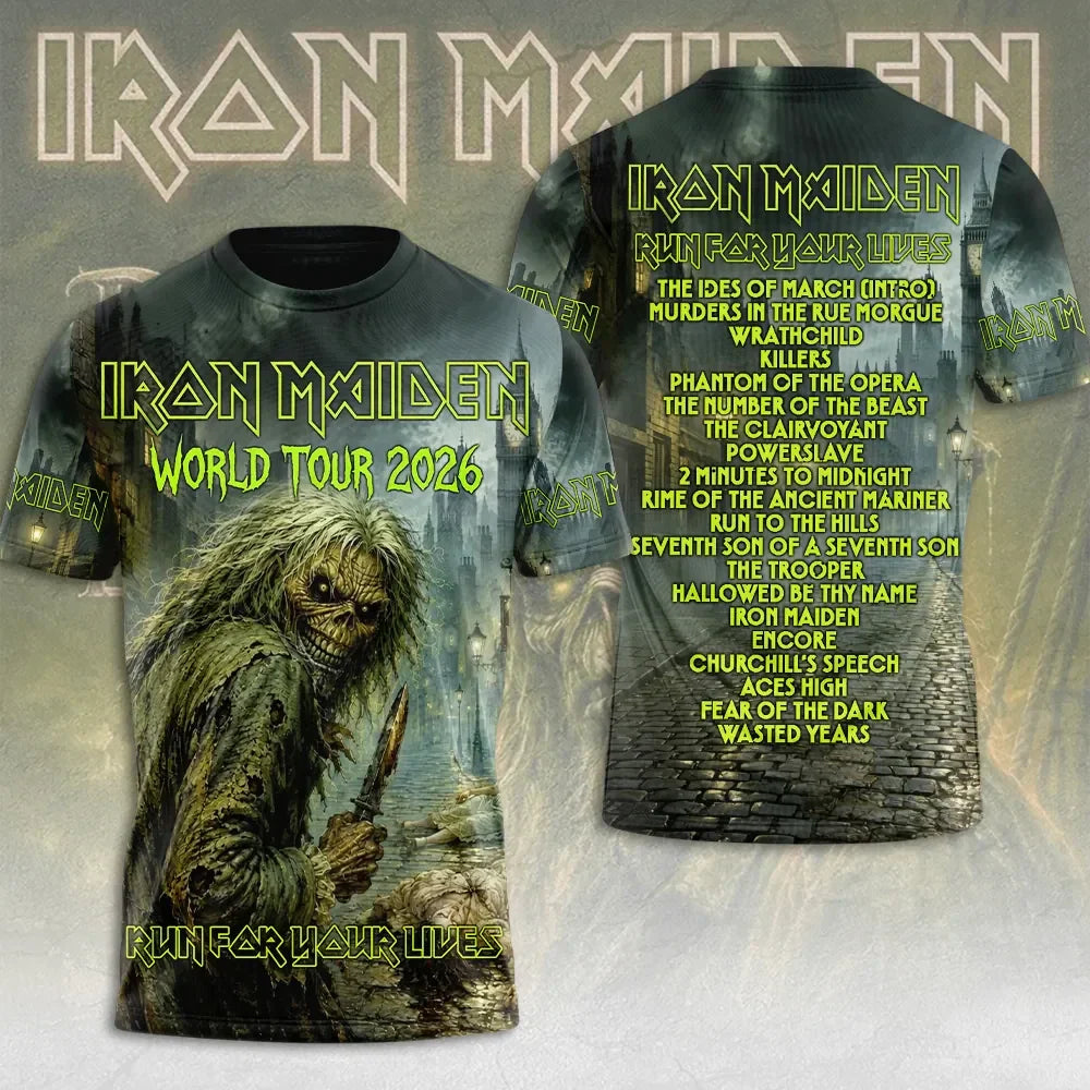 Iron Maiden 2026 World Tour Merch Iron Maiden Run For Your Lives Tour Shirt Best Gift For Fans - Merchluma