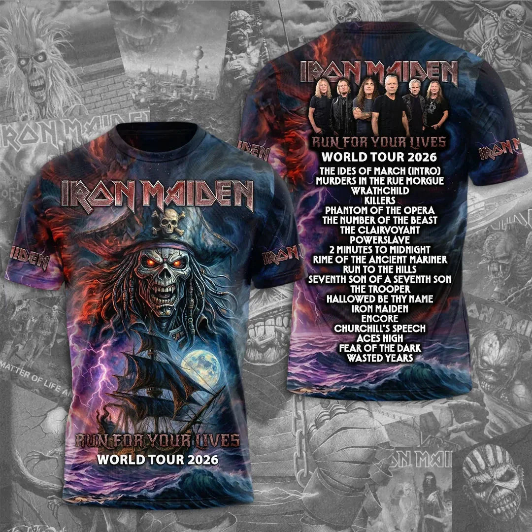 Iron Maiden 2026 World Tour Merch Iron Maiden Run For Your Lives Tour Shirt Gift For BFF - Merchluma