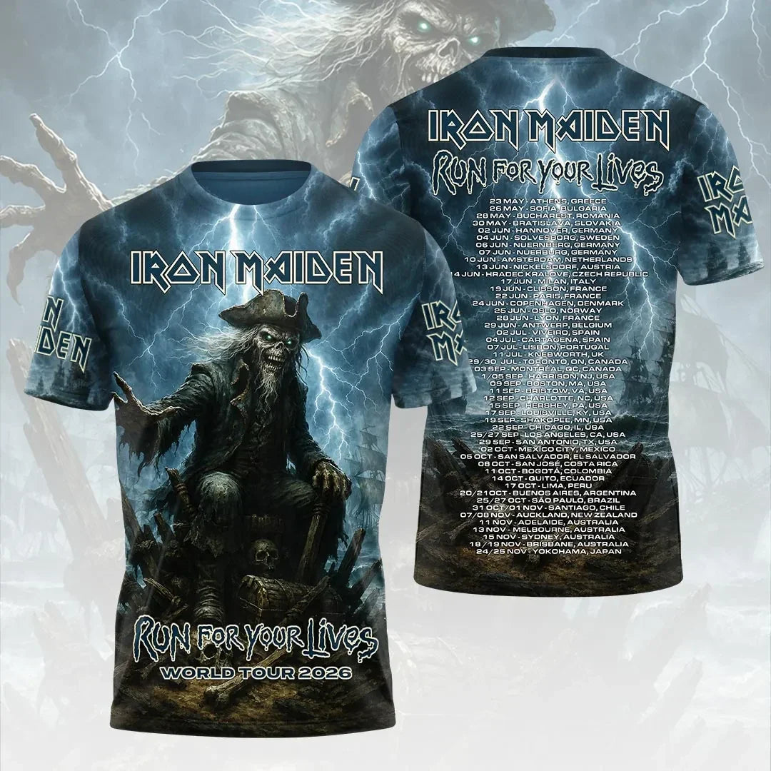 Iron Maiden 2026 World Tour Merch Iron Maiden Run For Your Lives Tour T-Shirt Music Fan Apparel - Merchluma