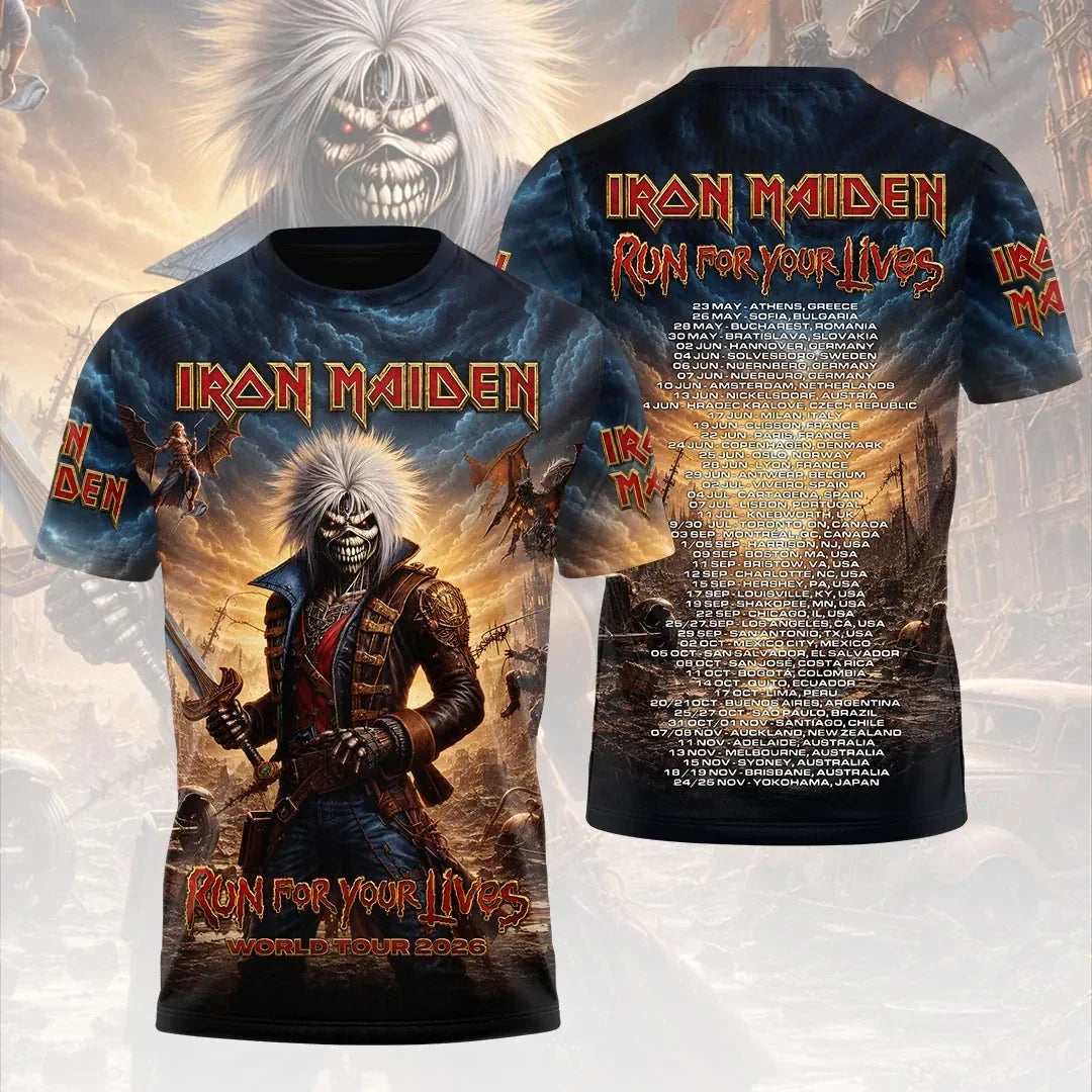 Iron Maiden 2026 World Tour Merch Iron Maiden Run For Your Lives T-Shirt Music Fan Apparel - Merchluma