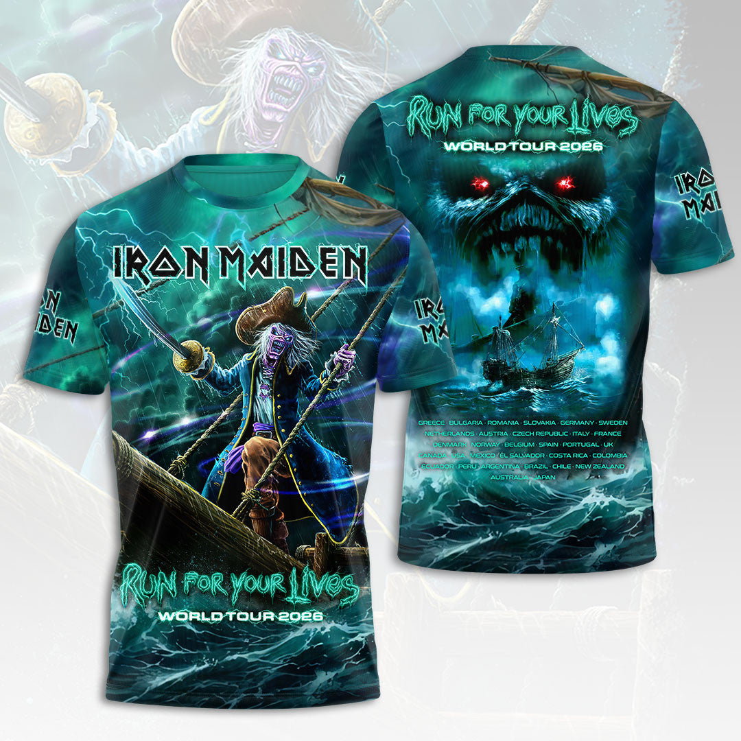 Iron Maiden Merch 2026 IM Run For Your Lives World Tour T-Shirt Music Fan Gear Dad Gifts - Merchluma