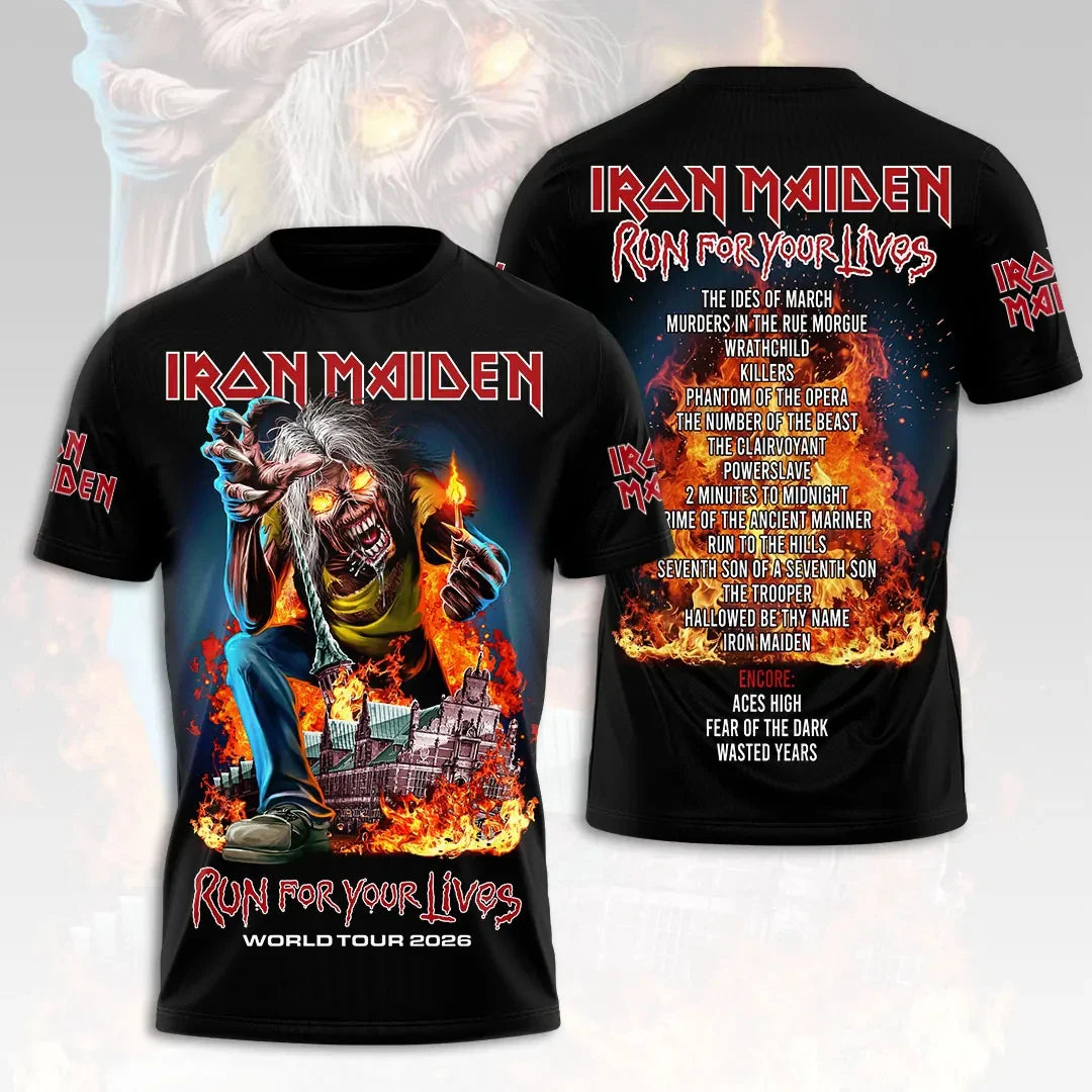 Iron Maiden Merch 2026 IM Run For Your Lives World Tour T-Shirt Music Fan Shirt Best Gifts - Merchluma