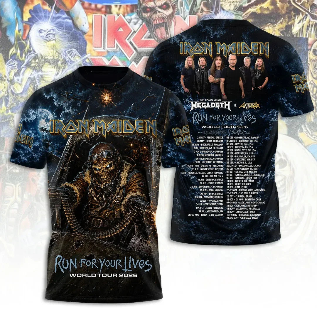 Iron Maiden Tour 2026 Merch IM Run For Your Lives World Tour Shirt Best Gift For Music Lover - Merchluma