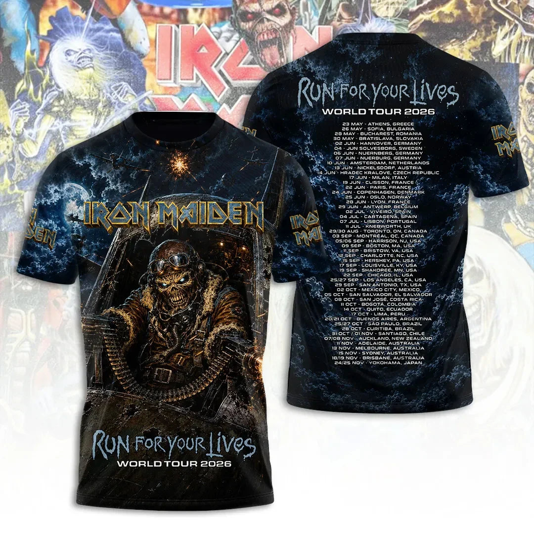 Iron Maiden Tour 2026 Merch Run For Your Lives World Tour Shirt Gift For Music Lover - Merchluma