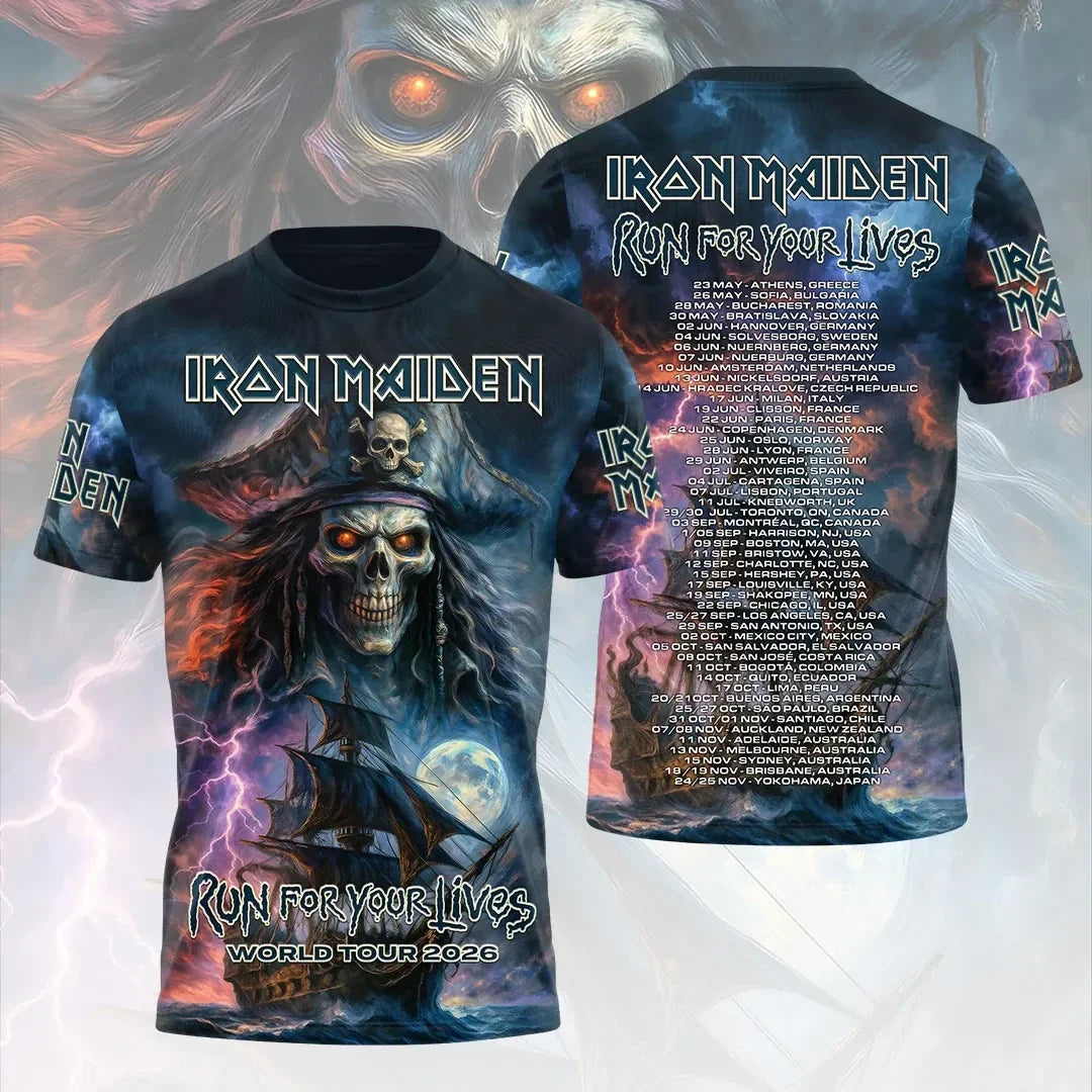 Iron Maiden Tour 2026 Merch Run For Your Lives World Tour T-Shirt Music Lover Apparel - Merchluma