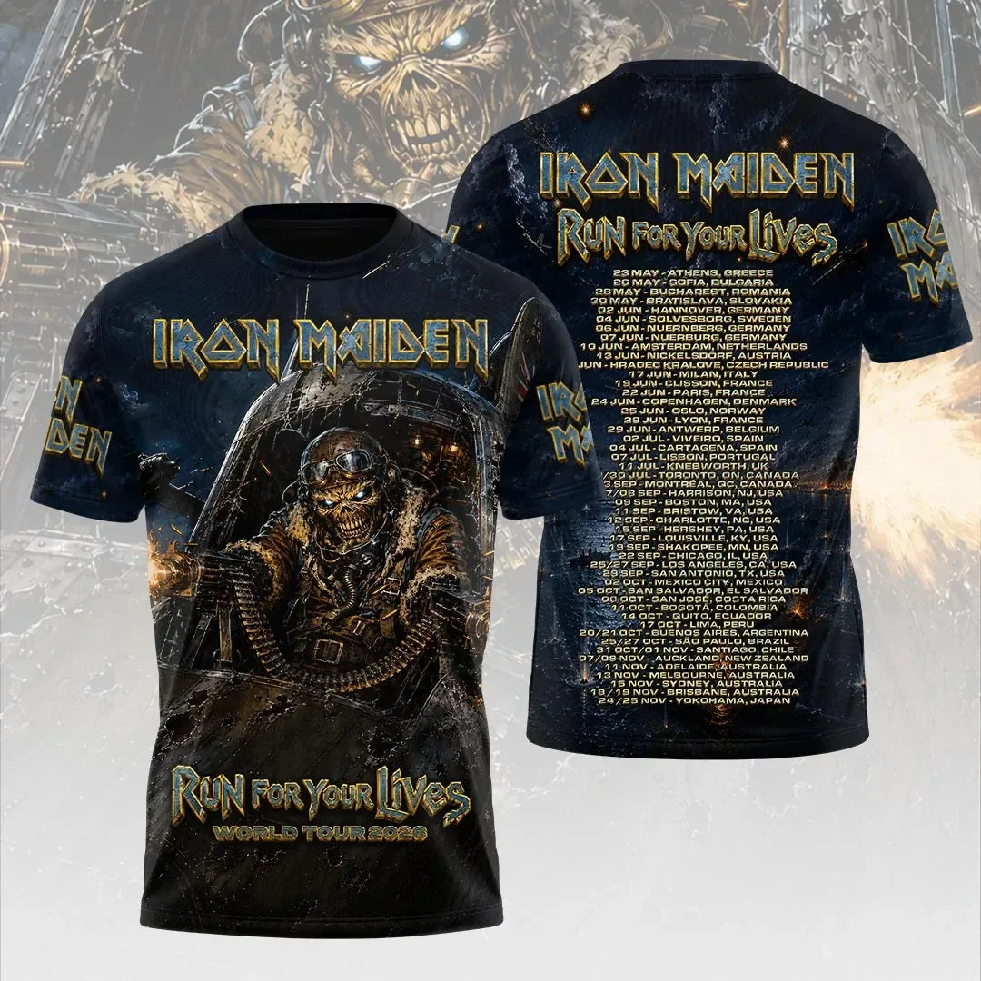 Iron Maiden Tour Merch 2026 IM Run For Your Lives World Tour T-Shirt Concert Fan Apparel - Merchluma