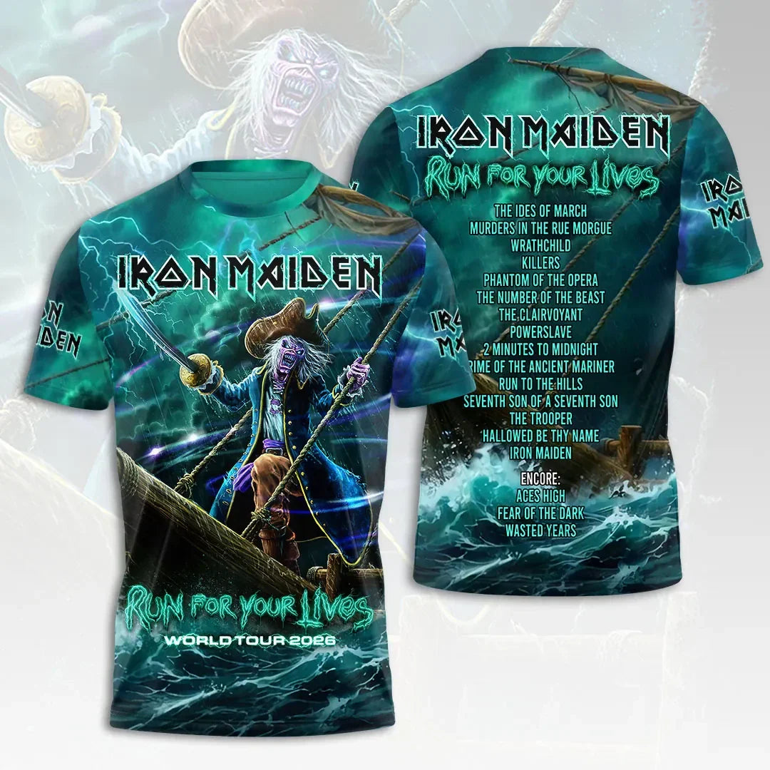 Iron Maiden Tour Merch IM Run For Your Lives World Tour 2026 T-Shirt Gifts For Music Fans - Merchluma
